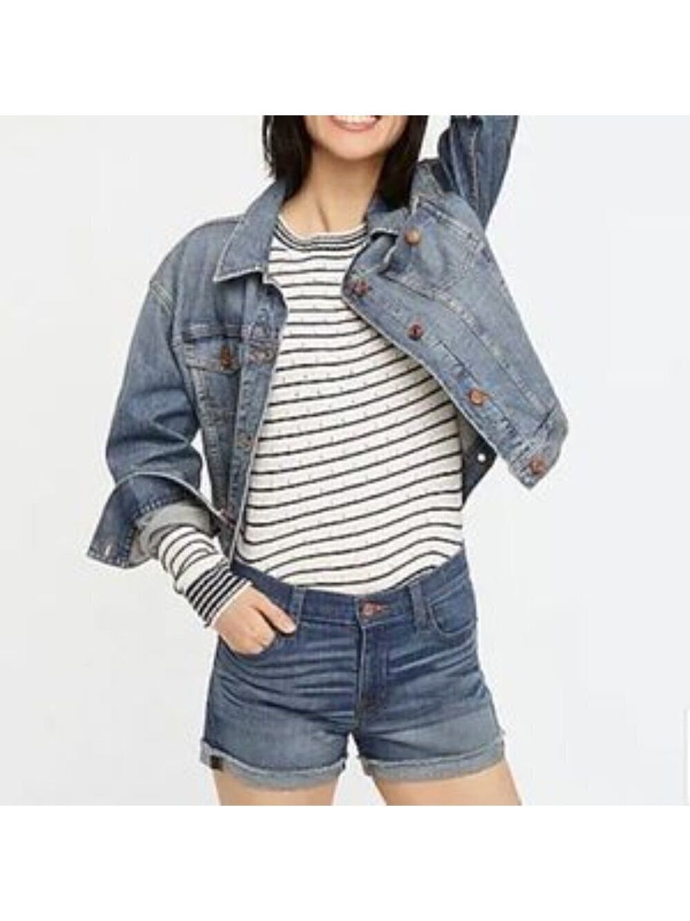 J. Crew Denim Jean Shorts Stretch Fit Cuffed Size 28